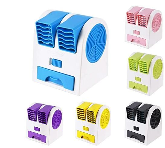 USB Portable Dual Bladeless Small Water Air Cooler (Multicolor)