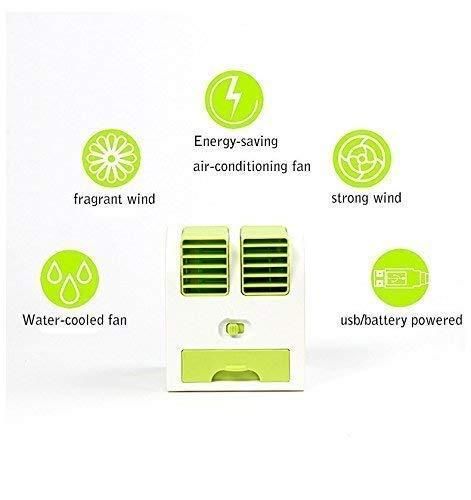 USB Portable Dual Bladeless Small Water Air Cooler (Multicolor)